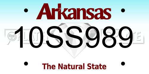 10SS989 Arkansas License Plate