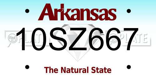 10SZ667 Arkansas License Plate