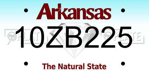 10ZB225 Arkansas License Plate