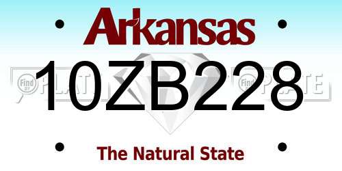 10ZB228 Arkansas License Plate