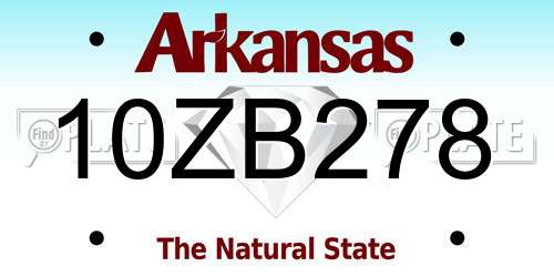 10ZB278 Arkansas License Plate