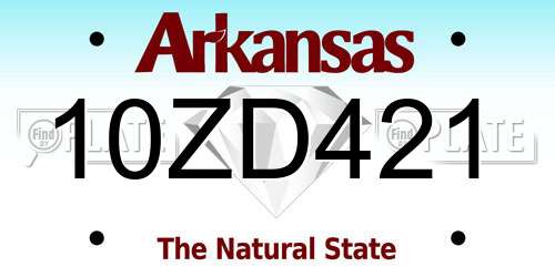 10ZD421 Arkansas License Plate