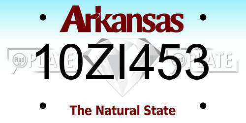 10ZI453 Arkansas License Plate