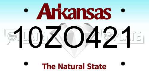 10ZO421 Arkansas License Plate