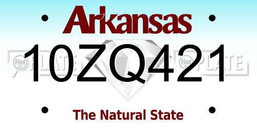 10ZQ421 Arkansas License Plate
