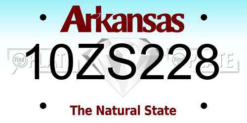 10ZS228 Arkansas License Plate