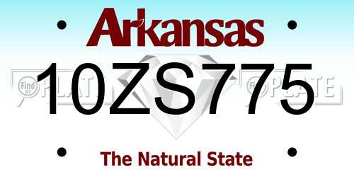 10ZS775 Arkansas License Plate