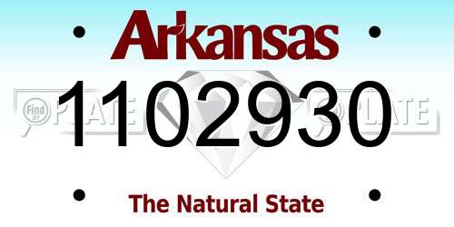 1102930 Arkansas License Plate