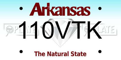 110VTK Arkansas License Plate