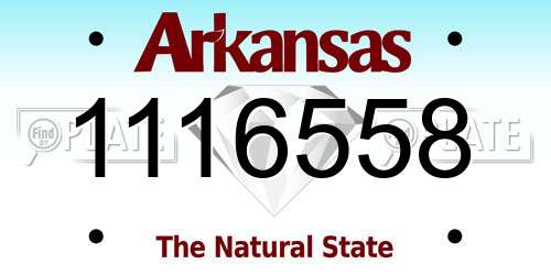 1116558 Arkansas License Plate