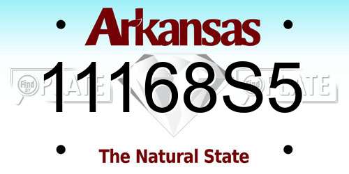 11168S5 Arkansas License Plate
