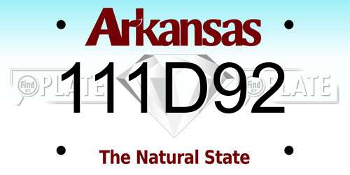 111D92 Arkansas License Plate
