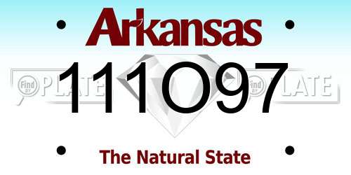 111O97 Arkansas License Plate