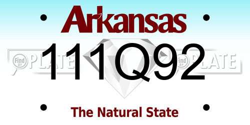 111Q92 Arkansas License Plate