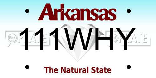 111WHY Arkansas License Plate