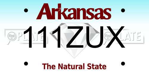 111ZUX Arkansas License Plate