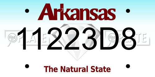 11223D8 Arkansas License Plate