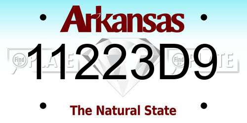 11223D9 Arkansas License Plate