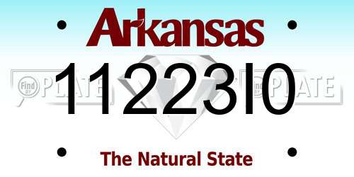 11223I0 Arkansas License Plate