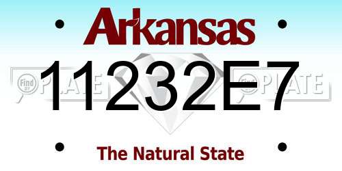 11232E7 Arkansas License Plate