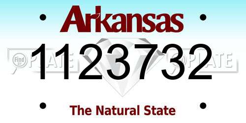 1123732 Arkansas License Plate