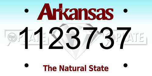 1123737 Arkansas License Plate