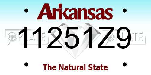 11251Z9 Arkansas License Plate