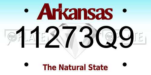 11273Q9 Arkansas License Plate