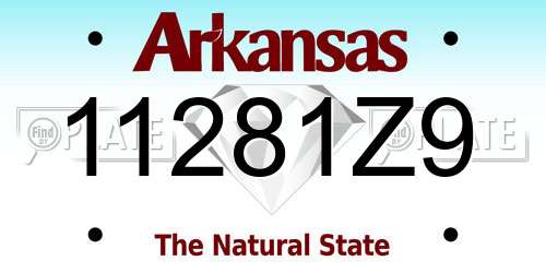 11281Z9 Arkansas License Plate