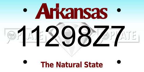 11298Z7 Arkansas License Plate