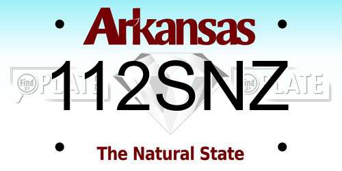 112SNZ Arkansas License Plate