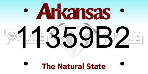 11359B2 Arkansas License Plate