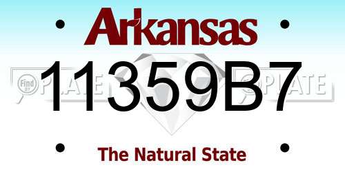11359B7 Arkansas License Plate