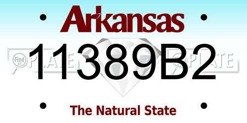 11389B2 Arkansas License Plate