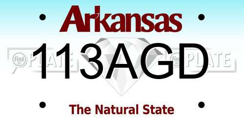 113AGD Arkansas License Plate