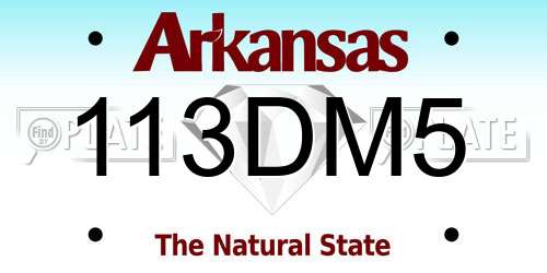 113DM5 Arkansas License Plate