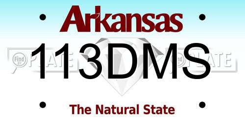 113DMS Arkansas License Plate