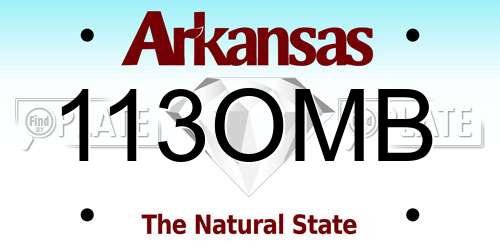 113OMB Arkansas License Plate