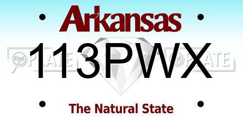 113PWX Arkansas License Plate