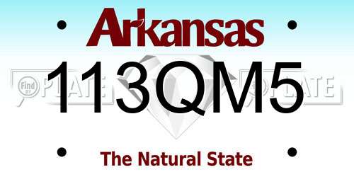 113QM5 Arkansas License Plate