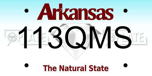 113QMS Arkansas License Plate