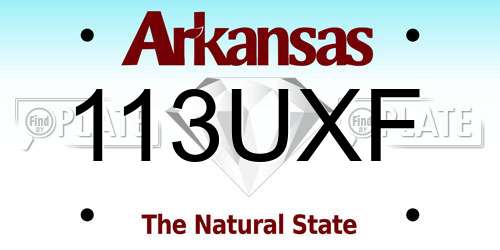 113UXF Arkansas License Plate