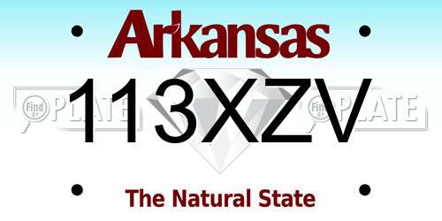 113XZV Arkansas License Plate