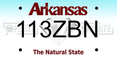 113ZBN Arkansas License Plate