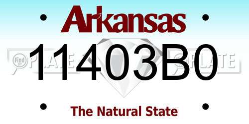 11403B0 Arkansas License Plate