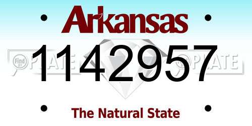 1142957 Arkansas License Plate