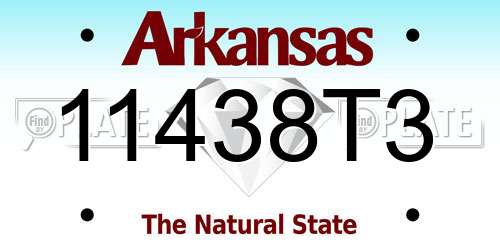 11438T3 Arkansas License Plate