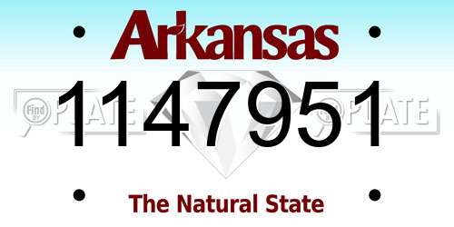 1147951 Arkansas License Plate