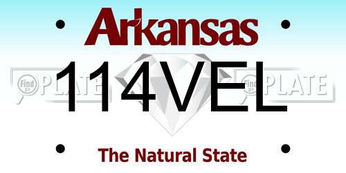 114VEL Arkansas License Plate
