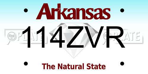 114ZVR Arkansas License Plate